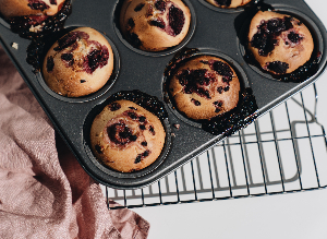 Gluten-free chocolate&blueberry muffins