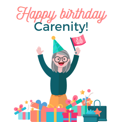 Carenity logo celebrating 10th anniversary